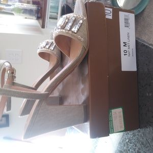 AUDREY BROOKE LINEN RHINESTONE EMBELLISHED SANDAL